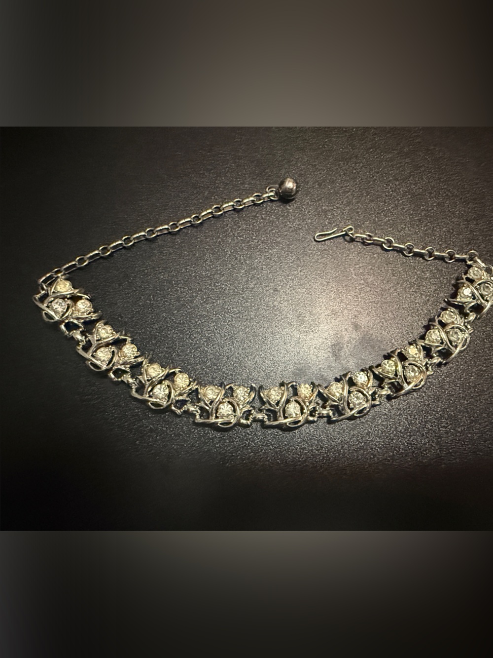 Elegant Silver-Tone Crystal Tennis Bracelet - Vintage Women’s Jewelry